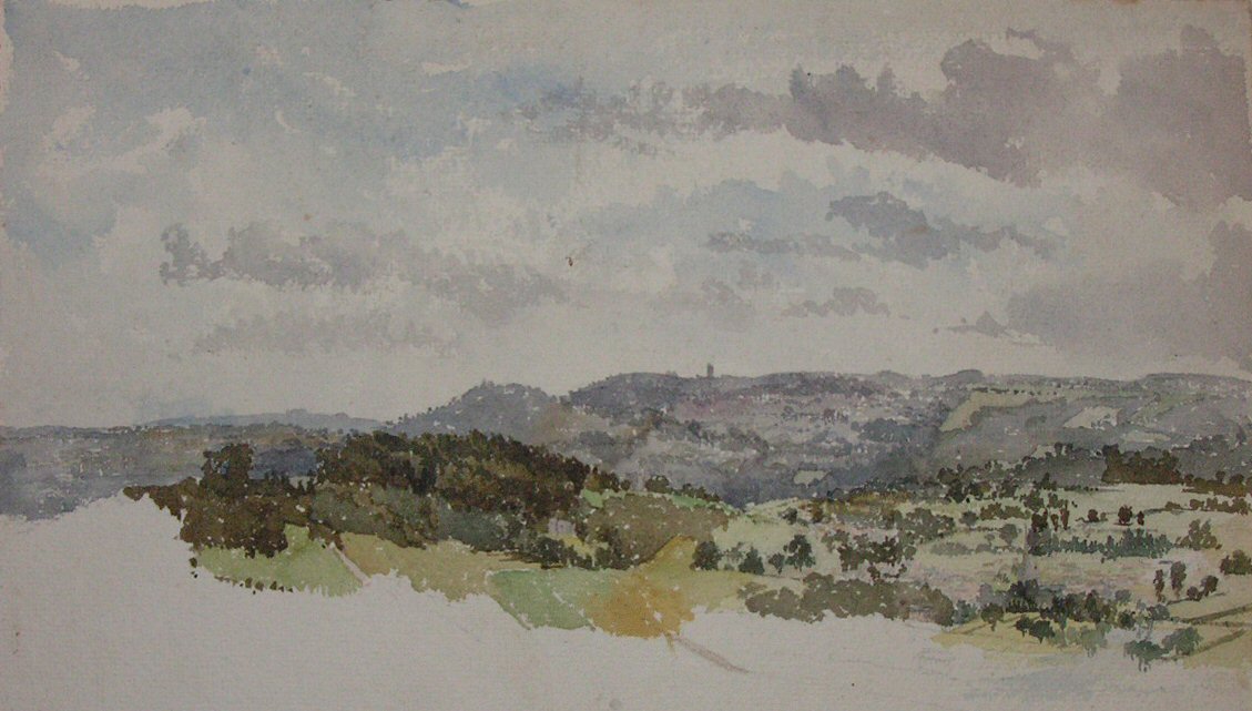 Watercolour - Leith Hill from the top of Box Hill